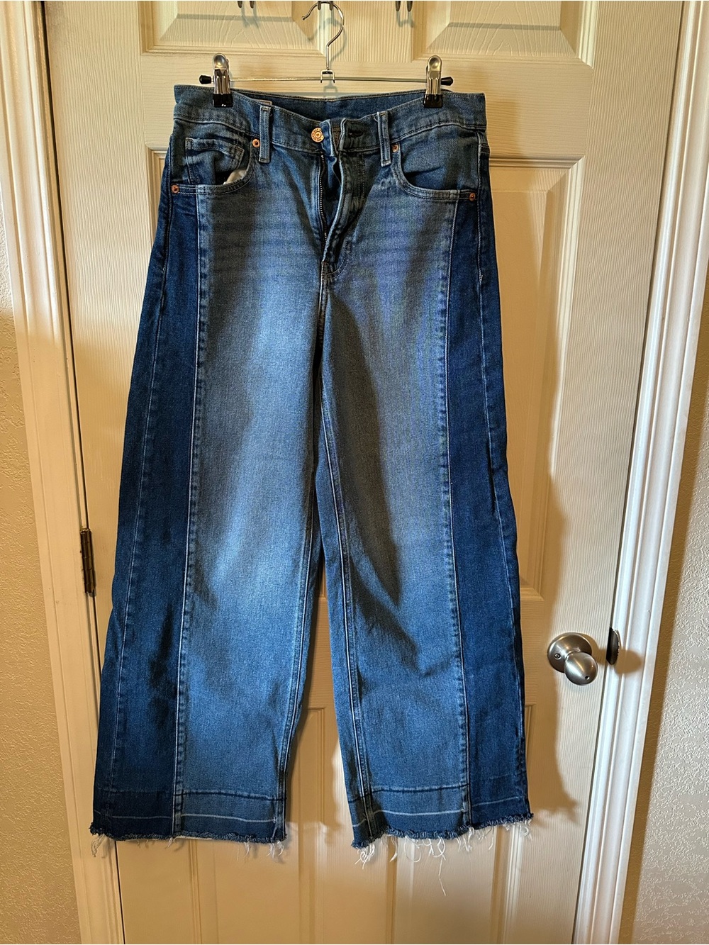 GAP Two-Tone Dark and Medium Blue Wide-Leg Jeans
